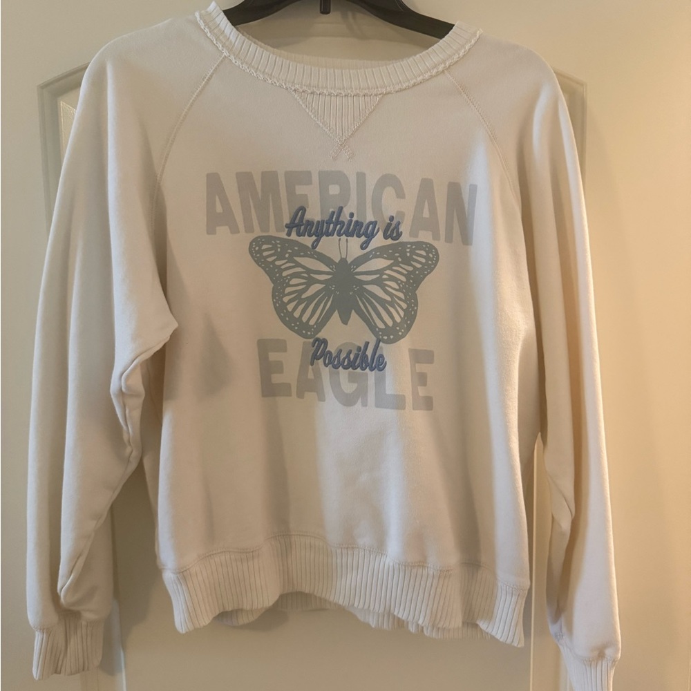 American Eagle Cream Lived-In Sweatshirt
